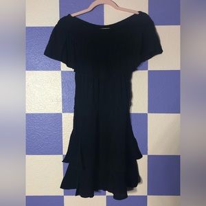 NWT Bobi Black Off the Shoulder Ruffled Tiered Dress in Black - Size XS